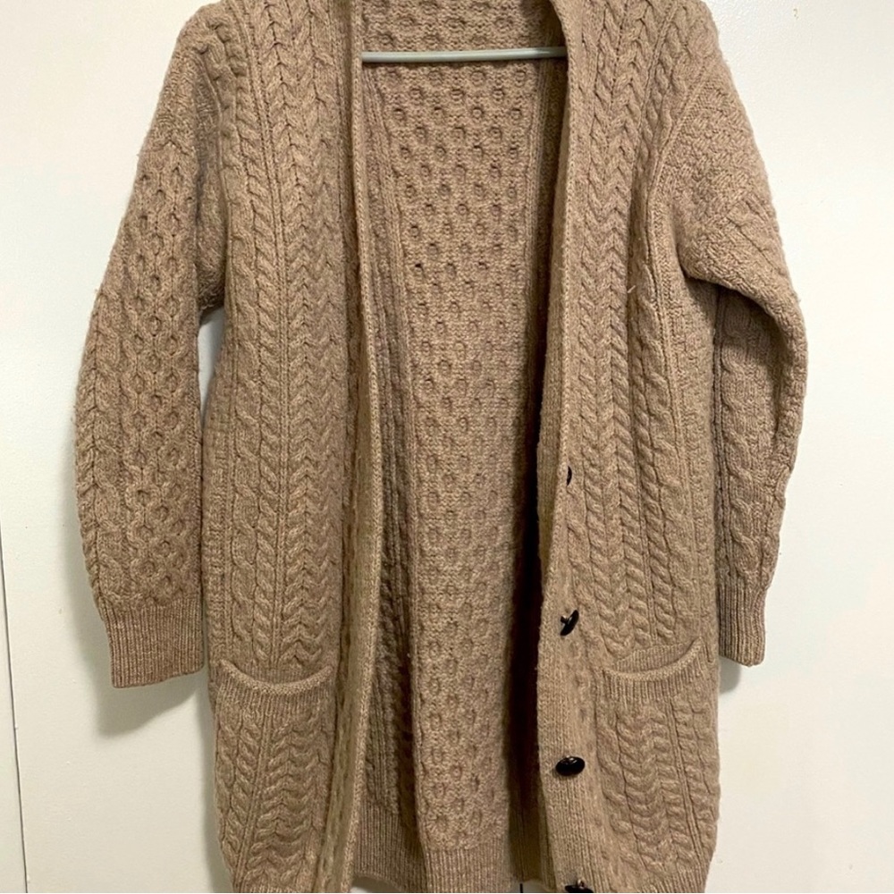 Aran Sweater Market 100% Merino Wool Cardigan